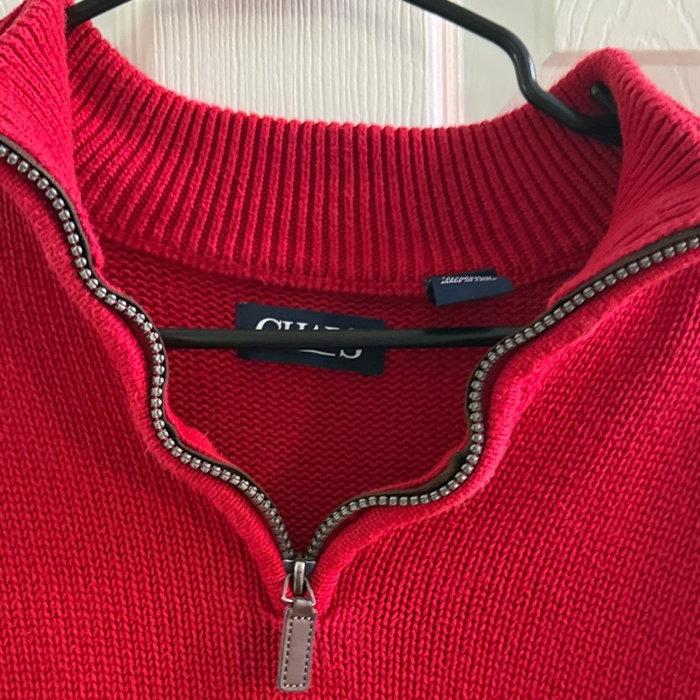Chaps Red Zip Up Sweater - Picture 5 of 7